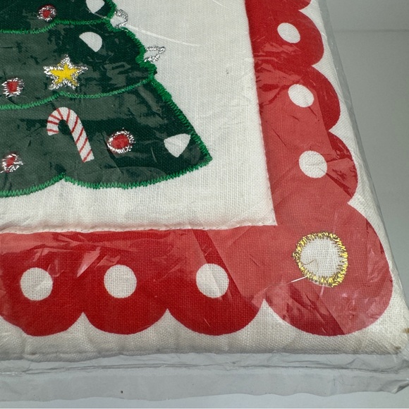 Vtg Sealed NIP Holiday Potholder Christmas Tree Santa Face Gold Silver Accents - Picture 7 of 10